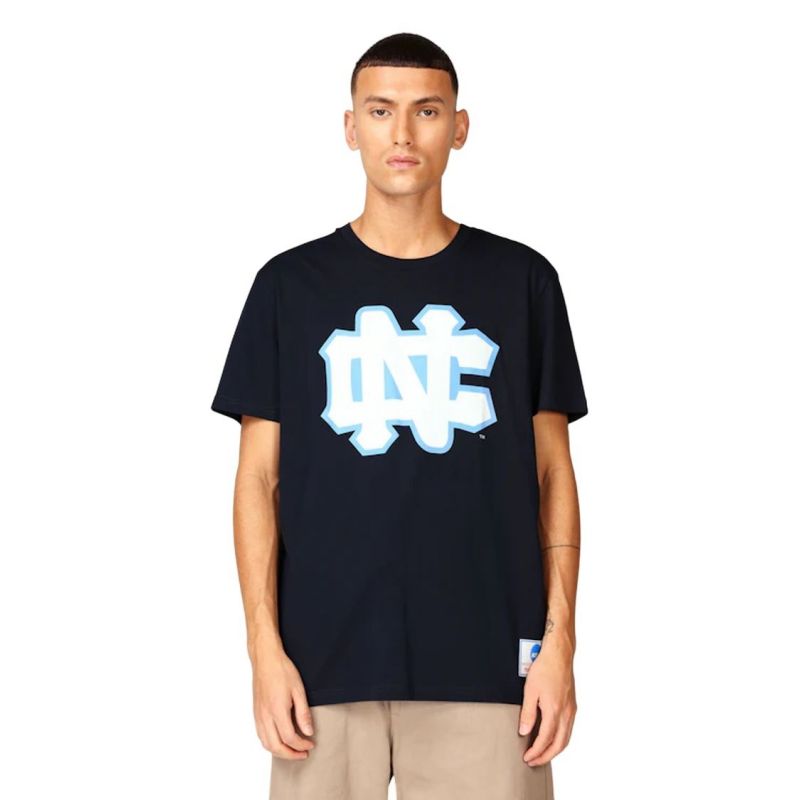 Mitchell &amp; Ness NCAA University Of North Carolina Large Logo Tee M BMTRINTL1272-UNCNAVY