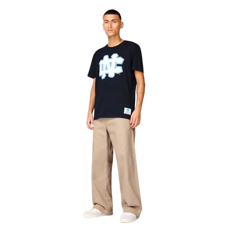Mitchell &amp; Ness NCAA University Of North Carolina Large Logo Tee M BMTRINTL1272-UNCNAVY