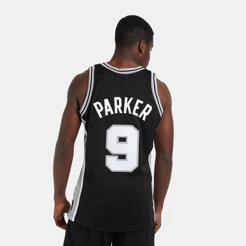 Mitchell &amp; Ness San Antonio Spurs NBA Swingman Jersey Spurs 2001 Tony Parker M SMJYLG19018-SASBLCK01TPA