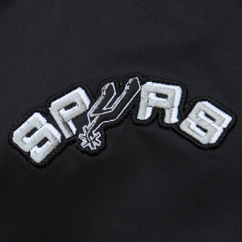 Mitchell &amp; Ness Lightweight Satin Bomber San Antonio Spurs M Jacket Sjkt6599-sasyypppblck