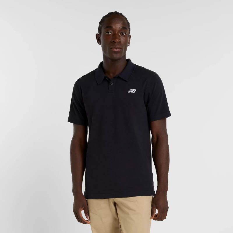 New Balance Cotton Pique Polo Shirt M Mt51519bk