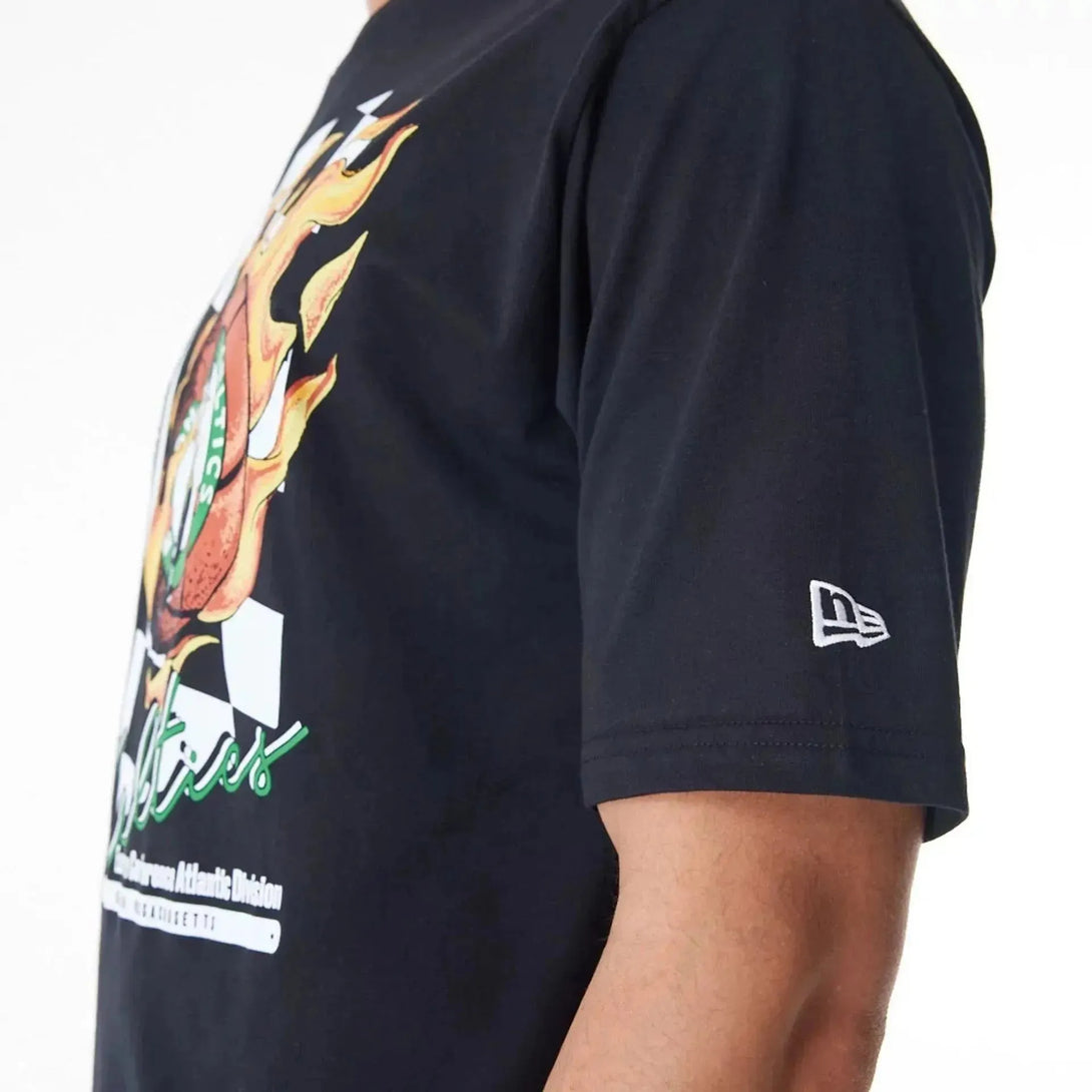 New Era Boston Celtics NBA Flame Print Black Oversized póló - Sportmania.hu