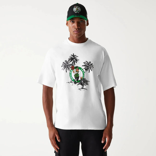 New Era Boston Celtics NBA Palm Tree Open White Oversized póló