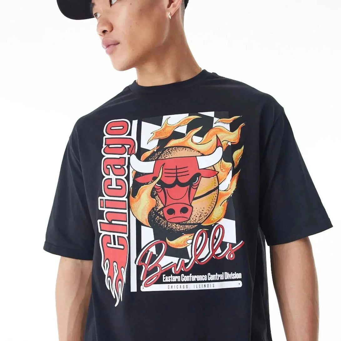 New Era Chicago Bulls NBA Flame Print Black Oversized póló - Sportmania.hu