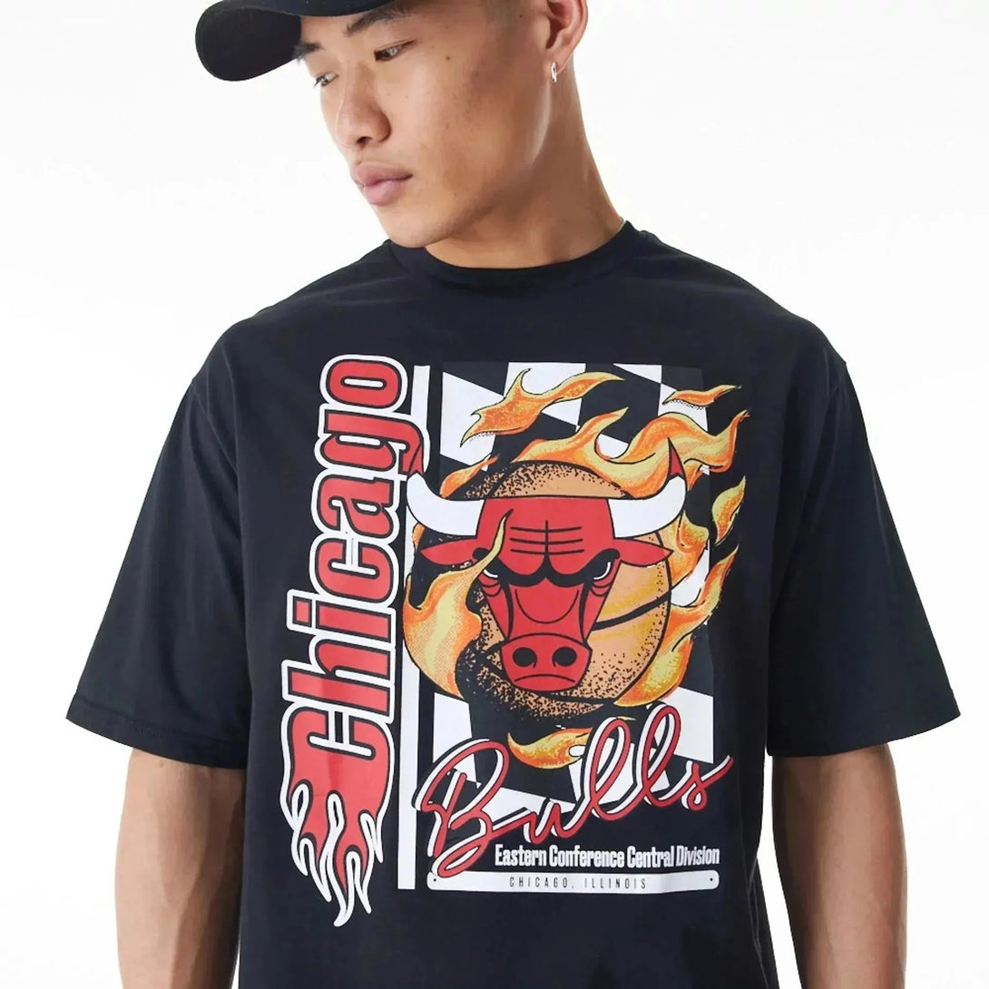 New Era Chicago Bulls NBA Flame Print Black Oversized póló - Sportmania.hu