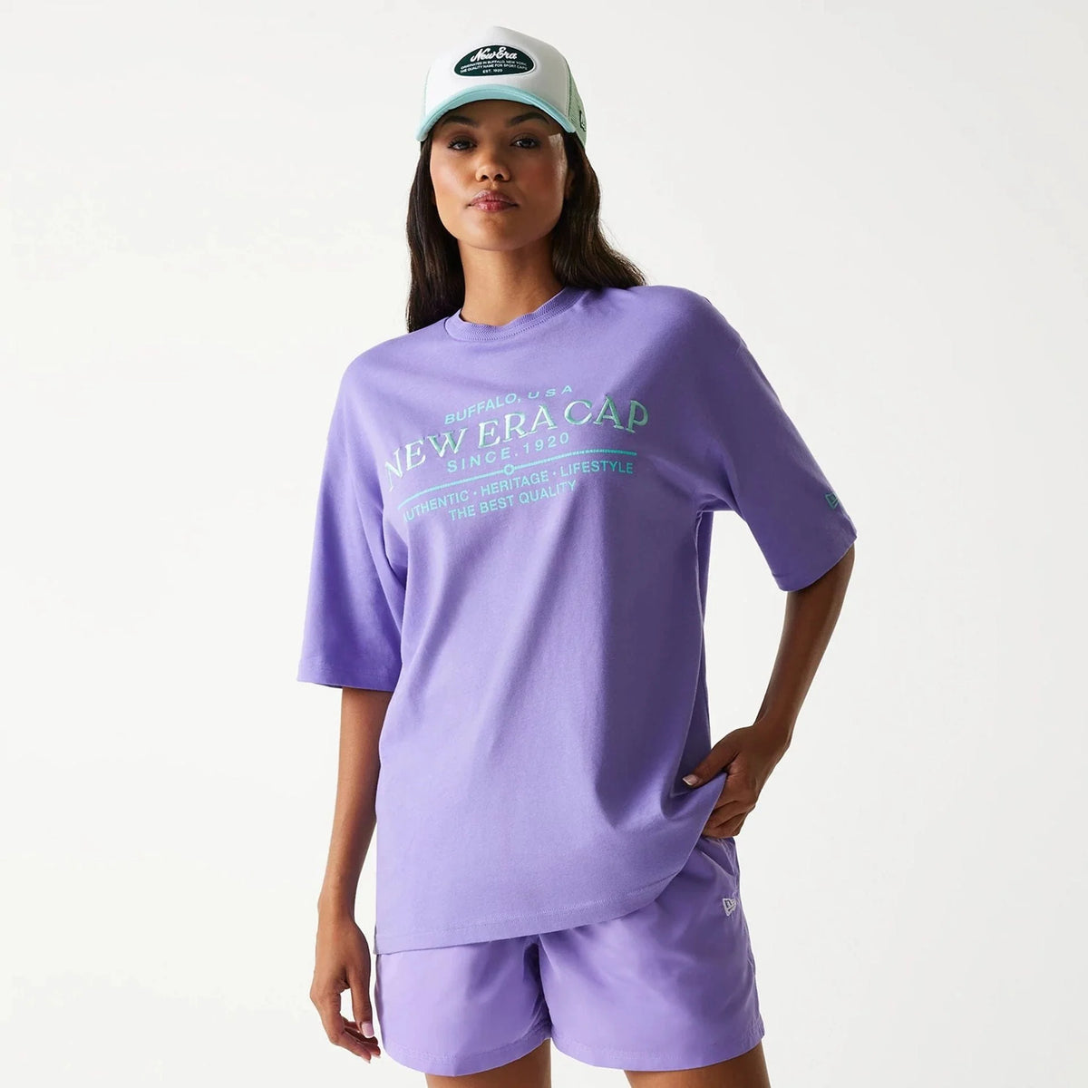 New Era Graphic Purple Oversized férfi póló
