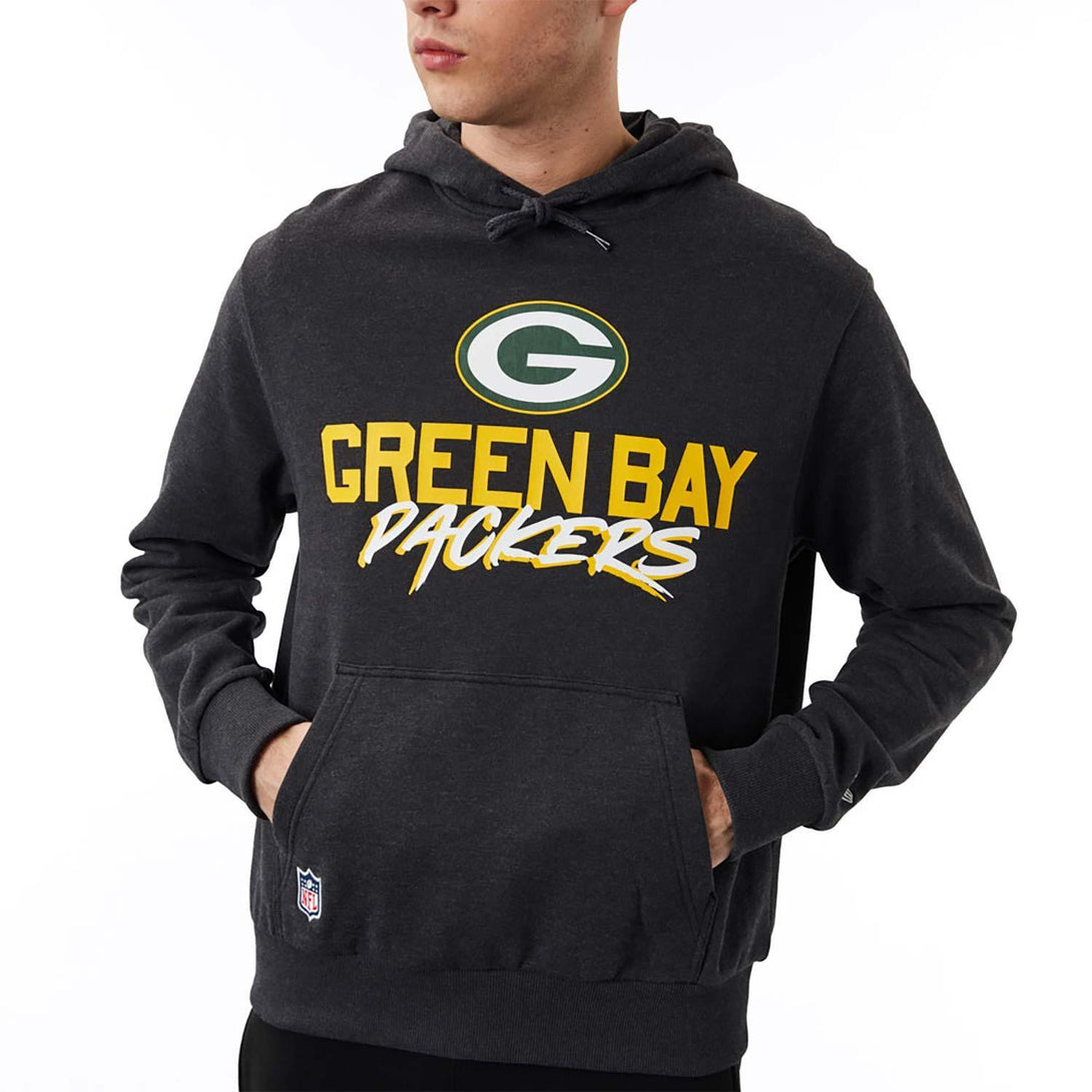 New Era Green Bay Packers NFL Script Dark Grey kapucnis pulóver - Sportmania.hu