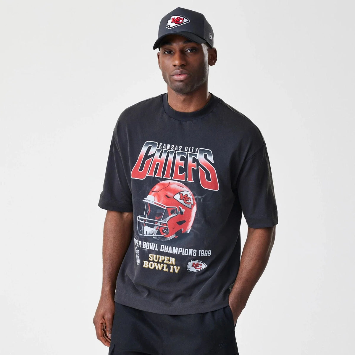 New Era Kansas City Chiefs NFL Washed Boxy Black Oversized férfi póló