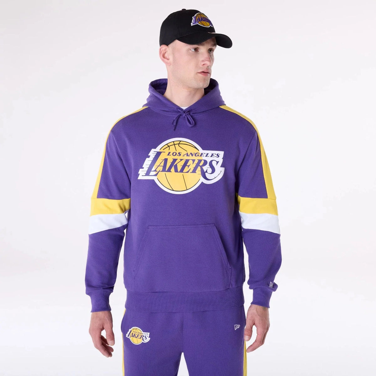 New Era LA Lakers Colour Block Purple Oversized férfi kapucnis pulóver