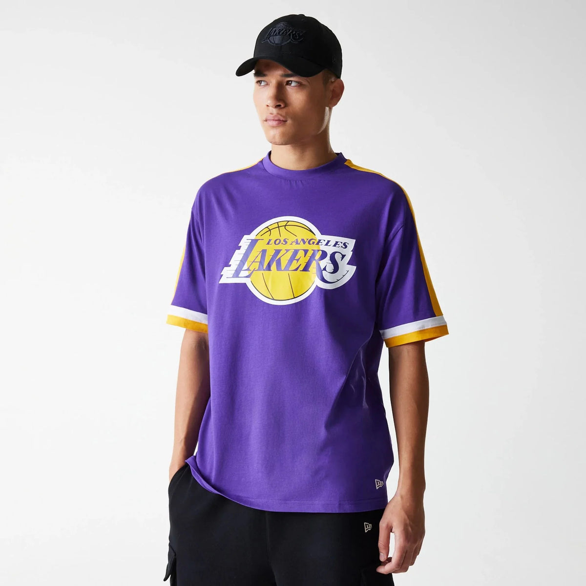 New Era LA Lakers NBA Panel Purple Oversized férfi póló