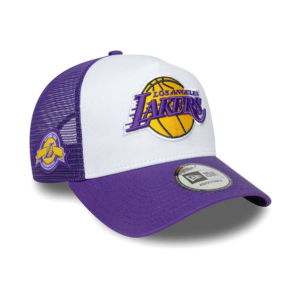 New Era LA Lakers Side Patch Purple 9FORTY A-Frame Trucker sapka