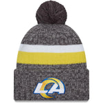 New Era Los Angeles Rams NFL Sideline Grey Bobble Knit kötött sapka