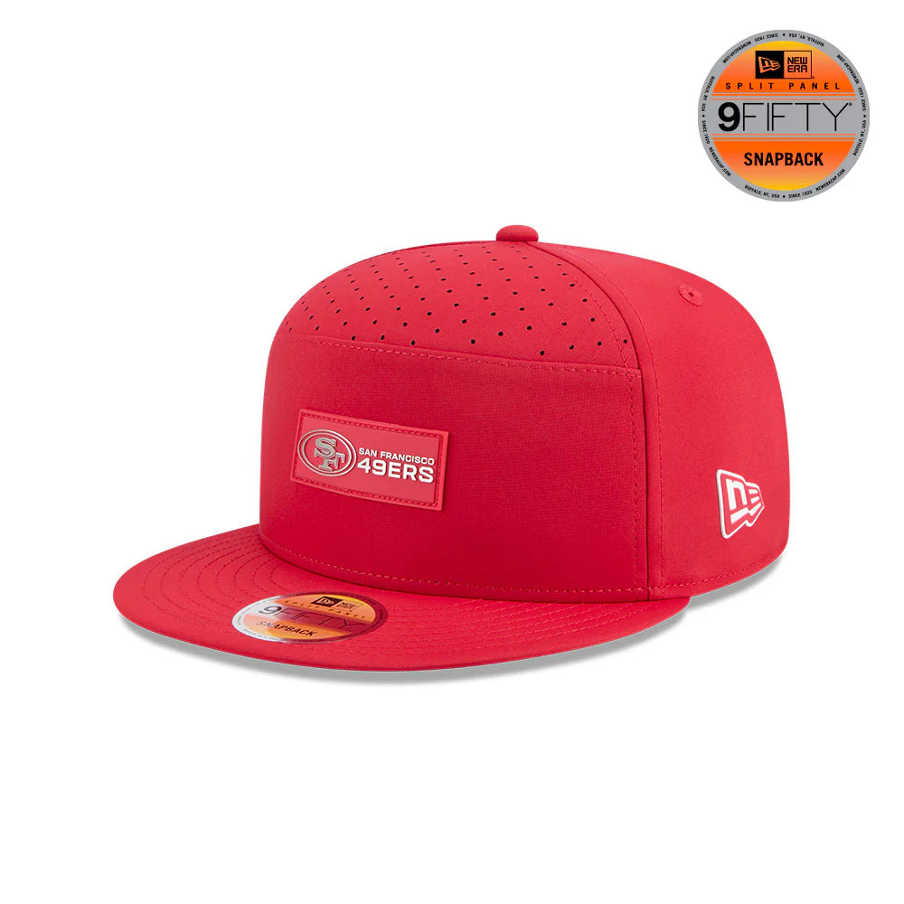 New Era Men's Scarlet San Francisco 49ers 2025 Sideline Split Panel 9FIFTY Snapback - baseball sapka