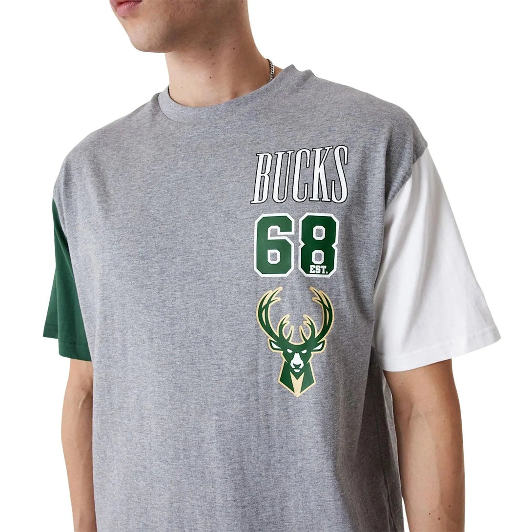 New Era Milwaukee Bucks NBA Cut Sew Grey Oversized Póló - Sportmania.hu