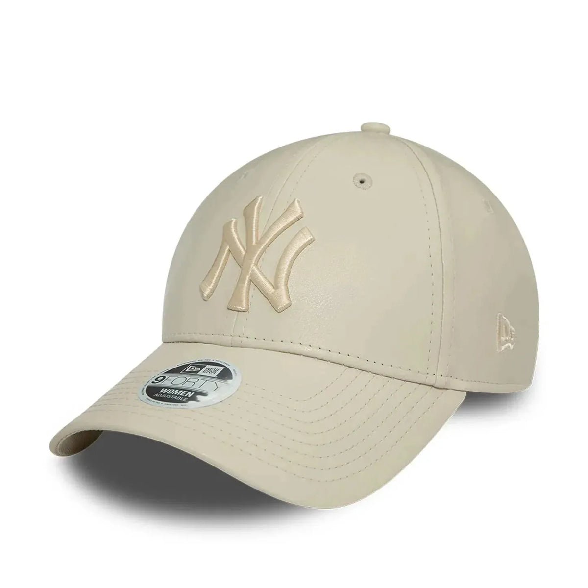 New Era New York Yankees Faux Leather Light Beige 9FORTY műbőr baseball sapka, női