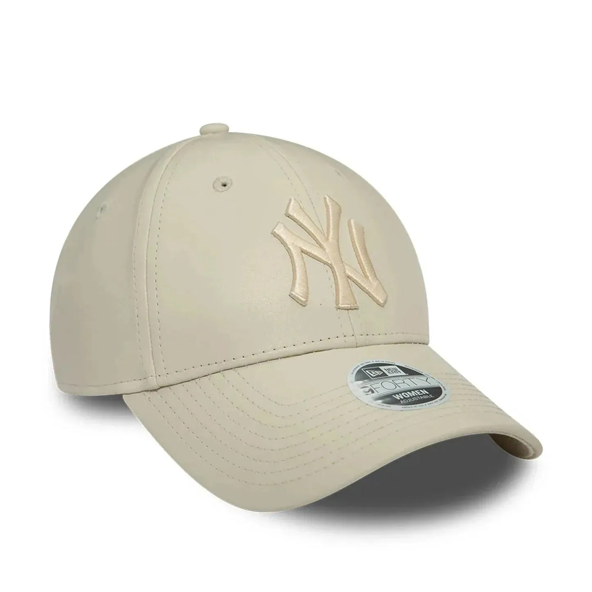 New Era New York Yankees Faux Leather Light Beige 9FORTY műbőr baseball sapka, női