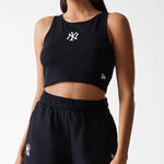 New Era New York Yankees Womens MLB Midi League Essential Black Crop Tank Top