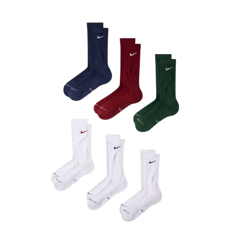 Nike Everyday Elevated Socks, 6 Pairs, White, Green, Burgundy, Blue, zokni, 38-42,5