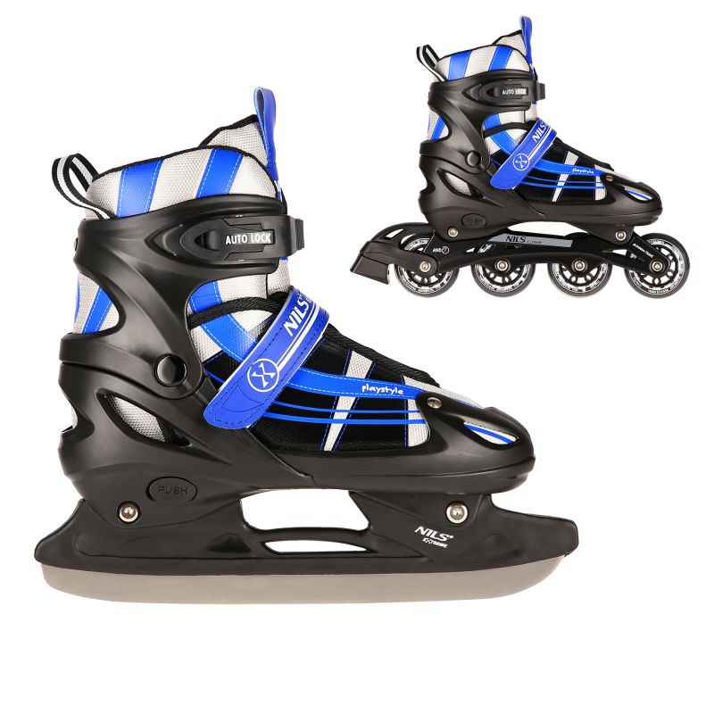 Nils Extreme 2-in-1 navy blue size S (31–34) inline skates with replaceable hockey blade sötétkék korcsolya 16-21-112
