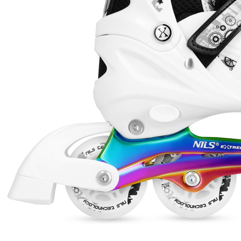 Nils Extreme 4in1 LED ROLLER SKATES WITH RAINBOW HOCKEY BLADE SIZE M (35-38) fehér görkorcsolya