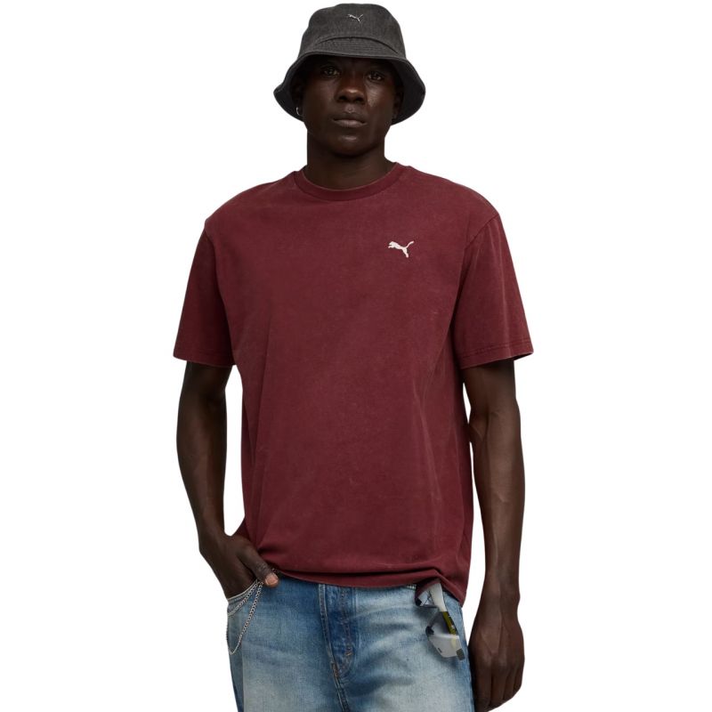 Puma Ess Elevated Relaxed Wash Tee Burgundy férfi 68804896