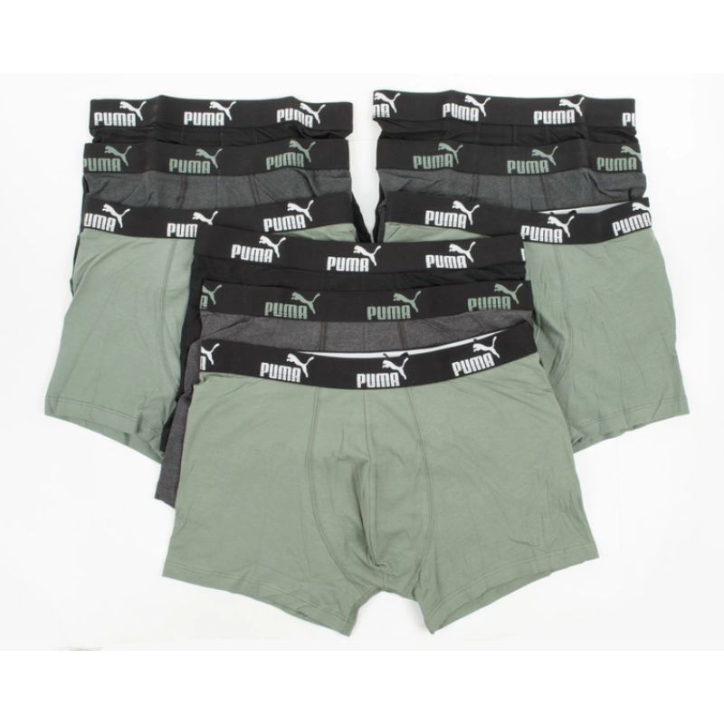 Puma Men's Boxer Briefs 9-Pack Black Gray Comfortable Cotton khaki férfi alsónemű