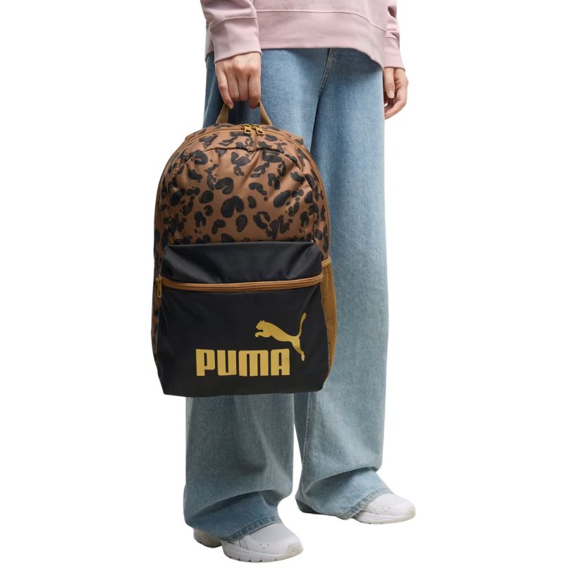 Puma Phase AOP Backpack Brown/Black/Leopard 91169 hátizsák, fekete