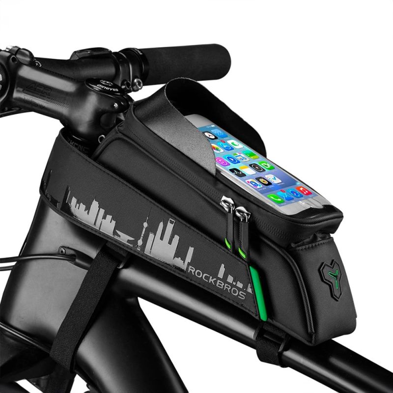 Rockbros 029-1BK bicycle bag for frame with phone cover - fekete