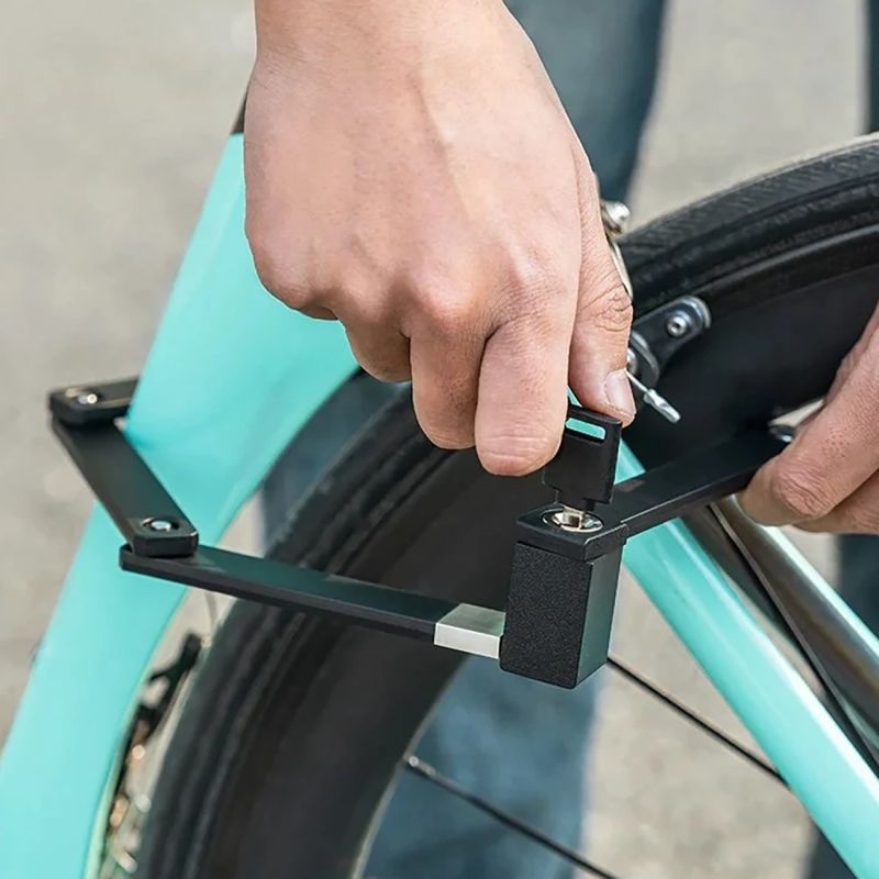 Rockbros 32140003001 foldable bicycle lock with key and handle, 88cm - fekete