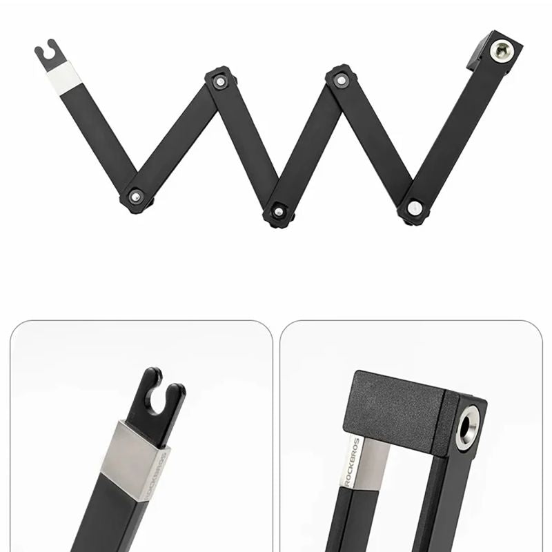 Rockbros 32140003001 foldable bicycle lock with key and handle, 88cm - fekete