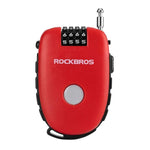 Rockbros 32420981001 bicycle lock with retractable cable - red piros 304004-163810