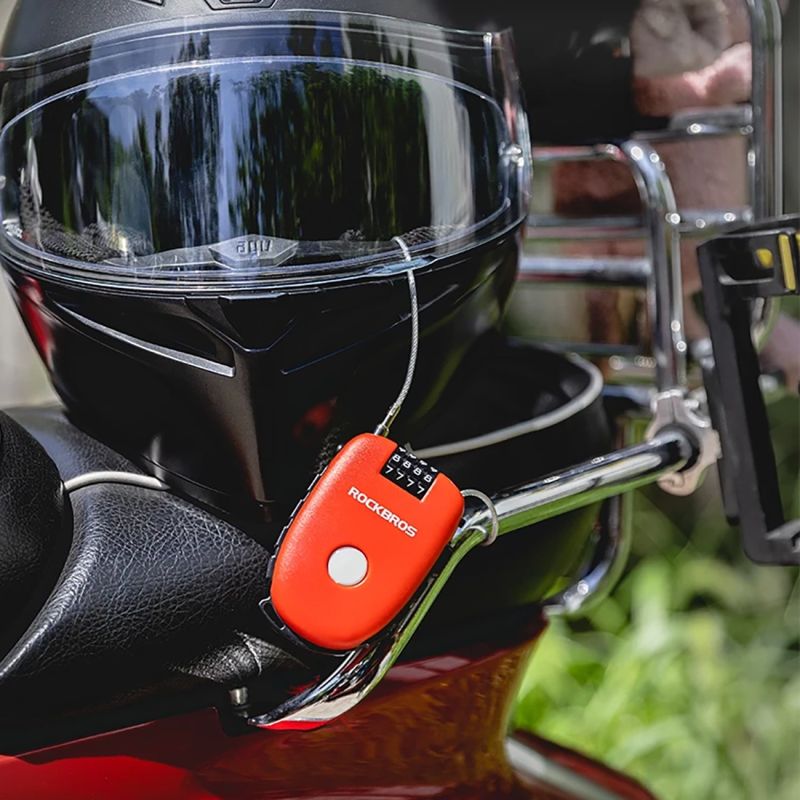 Rockbros 32420981001 bicycle lock with retractable cable - red piros 304004-163810