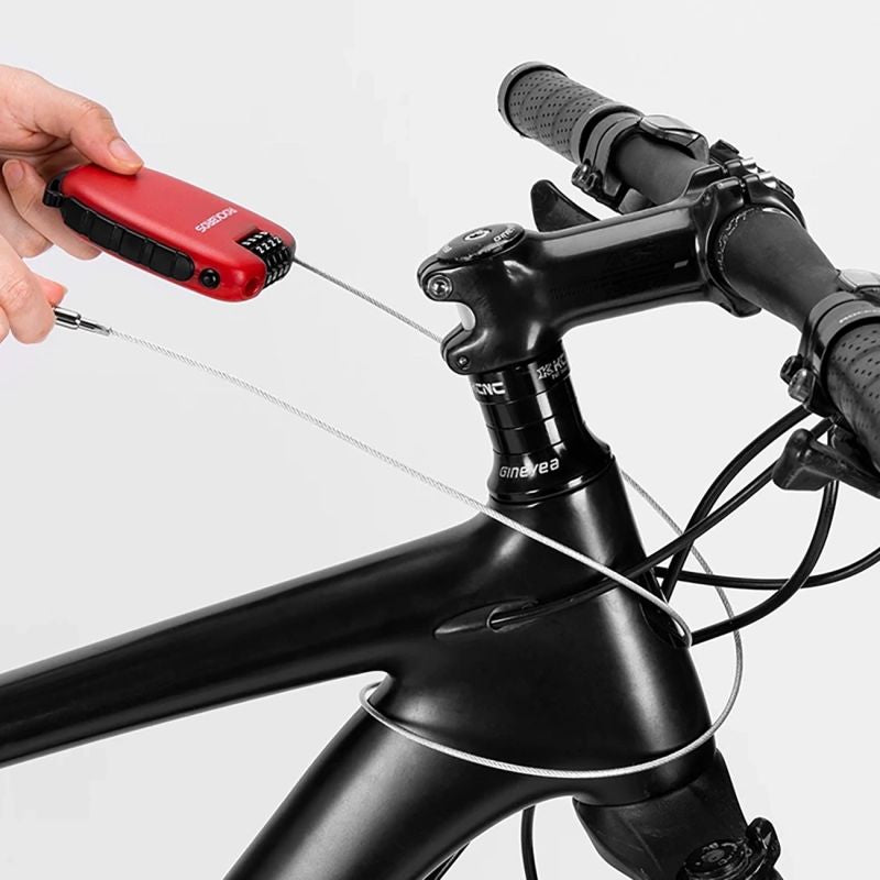 Rockbros 32420981001 bicycle lock with retractable cable - red piros 304004-163810
