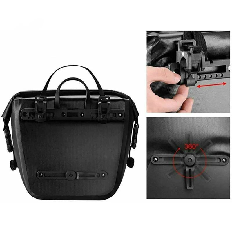 Rockbros AS-003-1BK waterproof bicycle bag with shoulder strap, front/rear mounting, 10-14l - black czarny -203522