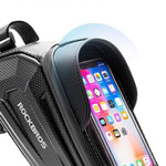 Rockbros B68-1 frame-mounted bicycle bag with phone pocket, 1.7l, fekete