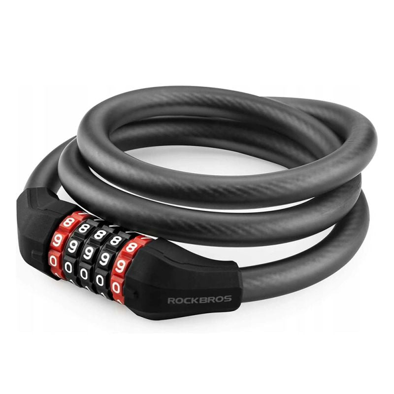 Rockbros bicycle lock with combination 1.8 m - fekete