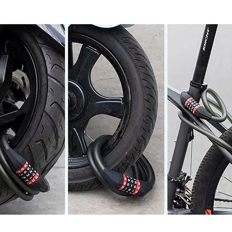 Rockbros bicycle lock with combination 1.8 m - fekete