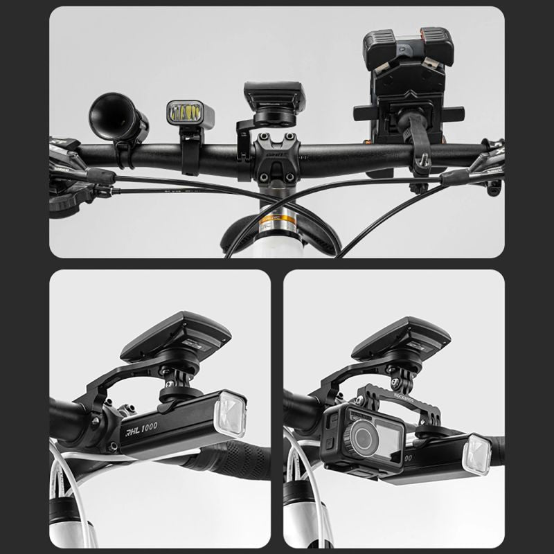 Rockbros FK-301 2-in-1 Handlebar Bike Mount for Computer/Navigator and Camera/Lighting - fekete