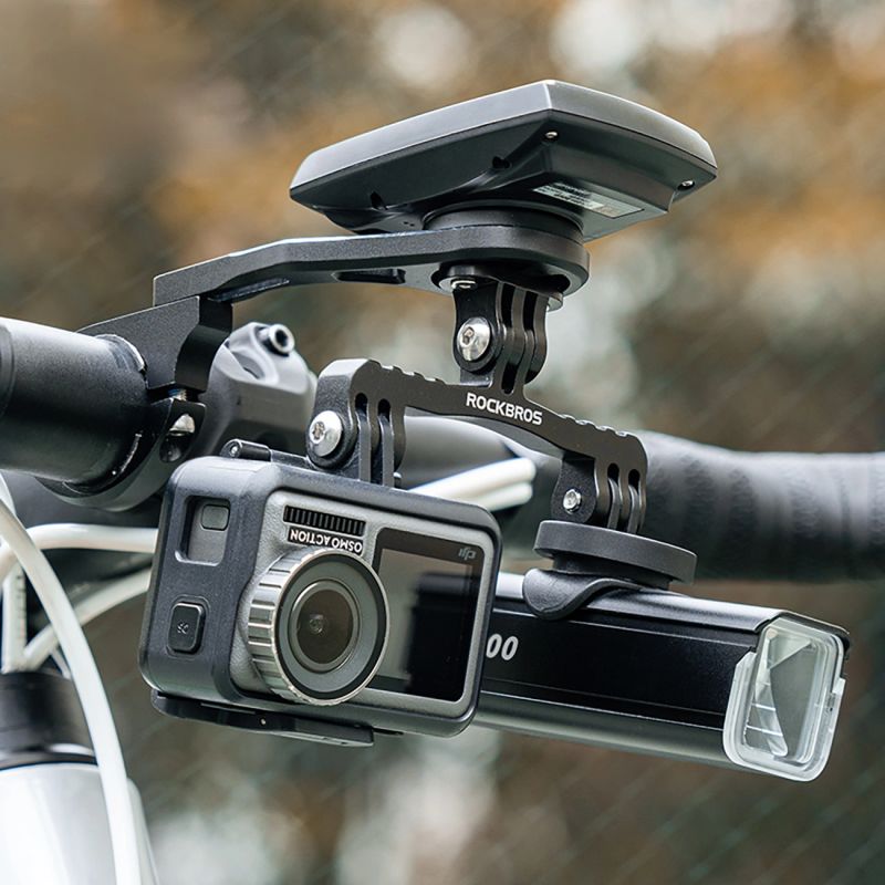 Rockbros FK-301 2-in-1 Handlebar Bike Mount for Computer/Navigator and Camera/Lighting - fekete