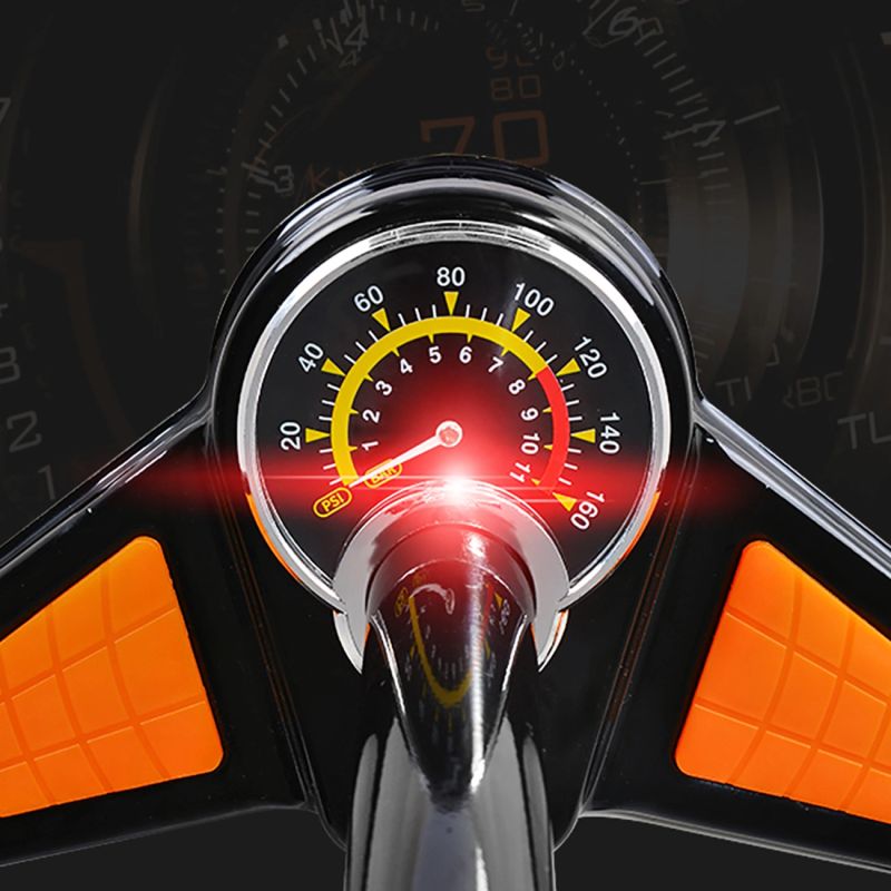 Rockbros Floor Pump with Pressure Gauge - Black and Orange narancssárga pumpa