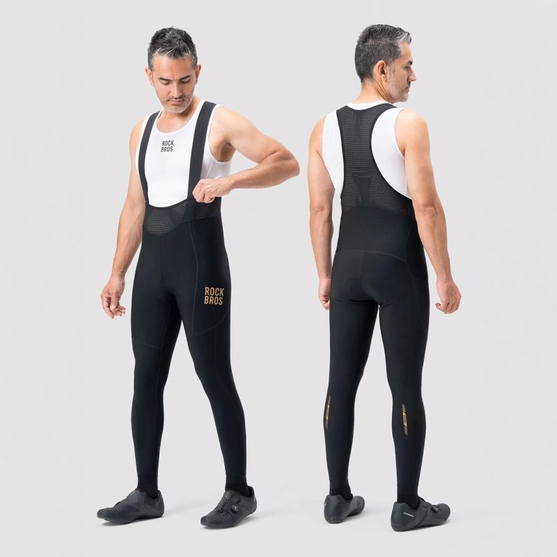 Rockbros Long Fleece Bib Tights with Pad Size S - fekete nadrág
