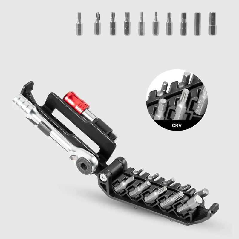 Rockbros Multitool Bicycle Tool Set with Ratchet Wrench and Tire Levers - Black fekete 304004-204137