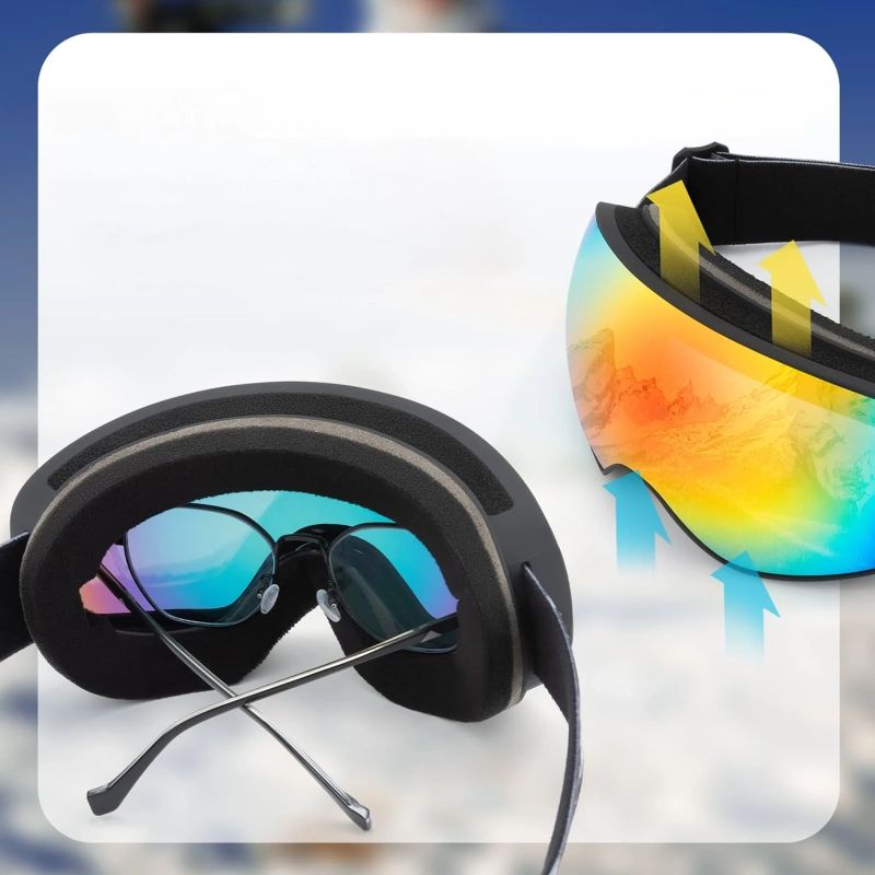 Rockbros SP284 Ski Goggles - Matte White Frame, Gray PC Lens with Cherry Blossom Pink Mirror, Kids biały úszás 5907769384219-211762