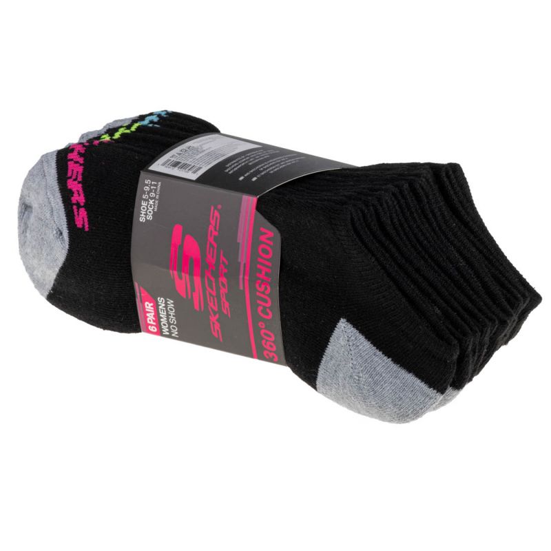 Skechers 6pk No Show Zokni S108264-BLK