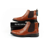 Skechers men's Chelsea boots Miller-Boris elegant leather brown barna férfi utcai cipő 205072COG