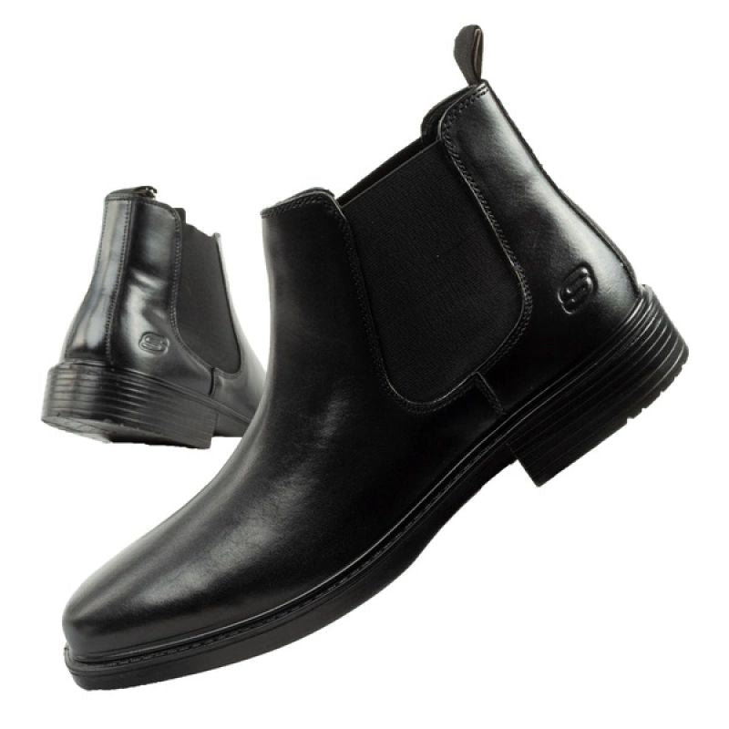 Skechers men's Chelsea boots Miller-Boris elegant leather férfi utcai cipő 205072BLK