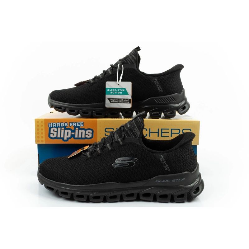 Skechers men's sneakers Glide-Step comfortable lightweight Slip-Ins black fekete férfi utcai cipő 233010BBK