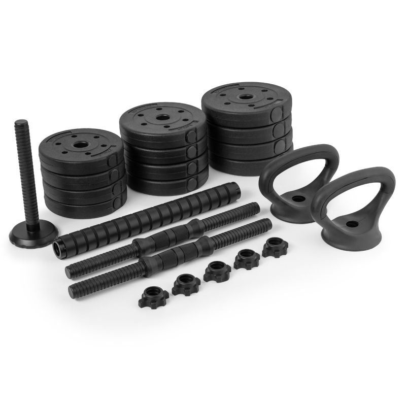 Spokey 4-in-1 Weight Set (Barbell, Dumbbells, Kettlebell, Push-Up Handles) PONDUS SET 20 kg edzőfelszerelés SPK-947380