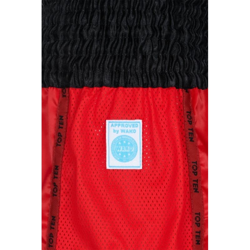 TOP TEN KicksOff Kickboxing Shorts (WAKO APPROVED) czerwony+m rövidnadrág