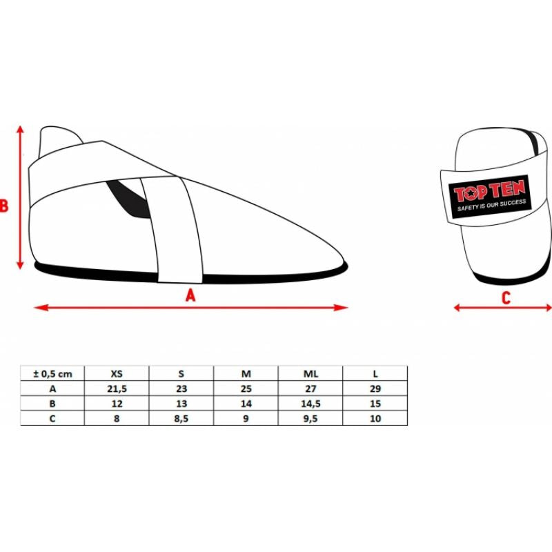 TOP TEN OSTT-PU "SUPERLIGHT PRISM" Foot Protectors (WAKO APPROVED) czerwony+m védőfelszerelés